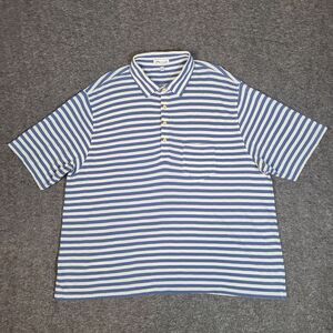 Peter Millar Mens Golf Polo Shirt Organic Cotton Sz 2XL Blue White Striped Rare
